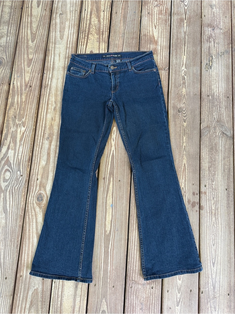 Y2K DKNY Jeans Womens 7R Low Rise Bootcut Flare Dark Wash Stretch